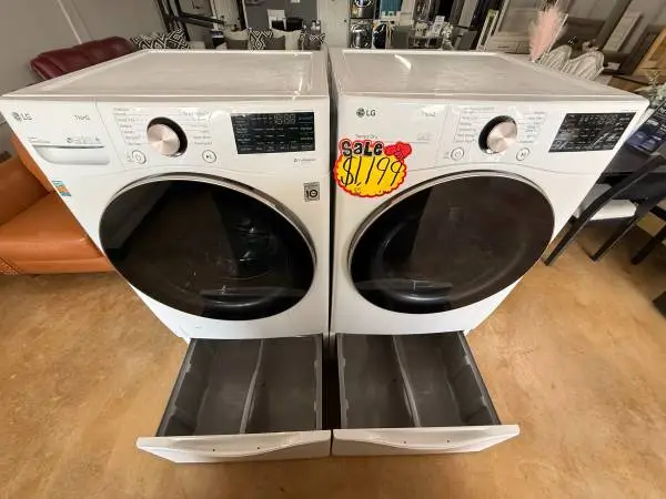 Used LG ThinQ Washer and Dryer with Pedestal