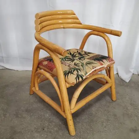 Mid-Century Reed Art SF Bent Bamboo Armchair w/Original Cushion
