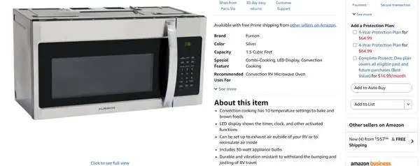 Furrion Over the Range Convection/Microwave 1.5 cu Stainless