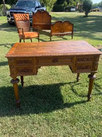 Antique French / Renaissance Revival Style Carved Oak Desk