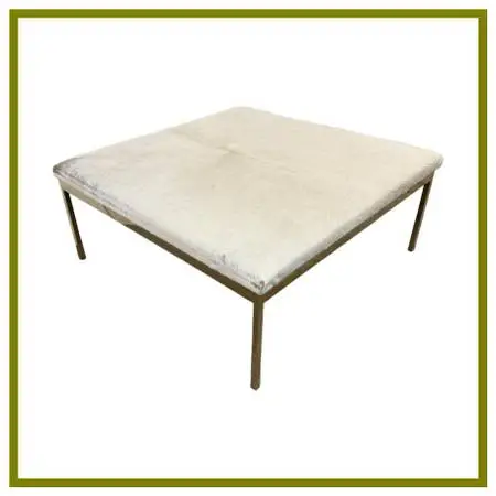 Modern Square Cowhide Ottoman + Brass Frame