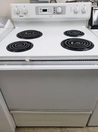 Electric stove refurbished  185 & up . less w/ trade. Buy appliances,