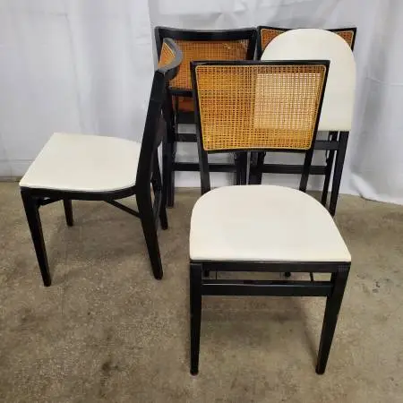 Vintage 1950s Stakmore Cane Back Folding Chair Set for Restoration