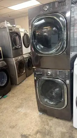Lg jumbo front load steam washer and gas dryer