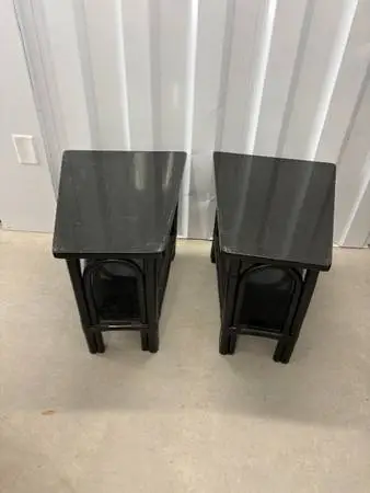 Vintage MCM Bamboo End Table Set
