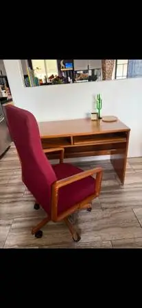 🌞 Mid Century Danish Teak writing petite desk finished back