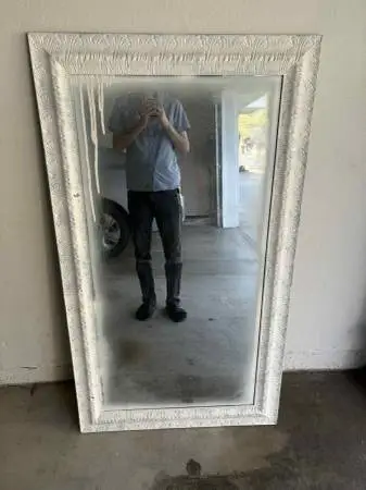 Extra Large Faux-Patina Textured Framed Mirror