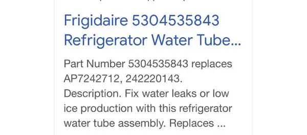 Ice Maker Tube Assembly