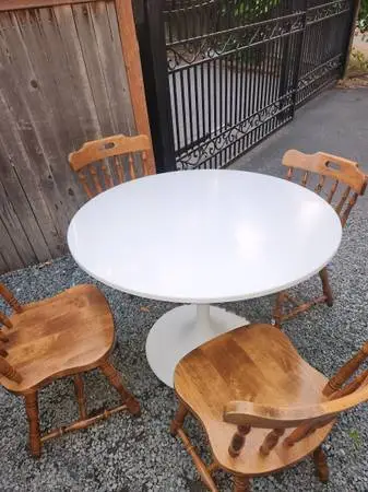 Vintage 1980s Spindle Captains Chairs Set and/or IKEA DOCKSTA Table