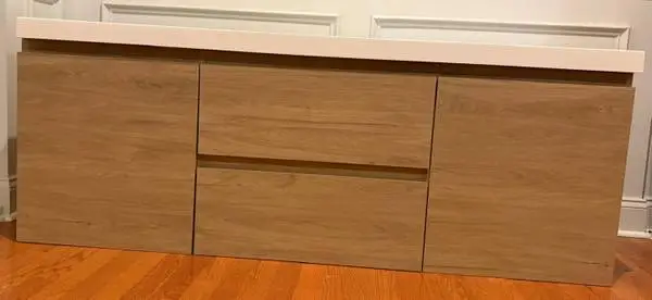 NEW 60 Floating Double Bathroom Vanity + Sink Top – Natural Oak
