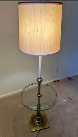 Vintage Mid Century brass Floor Lamp With Glass Table lamp tower H57”*D17”(a