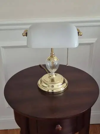 White Glass Bankers Lamp