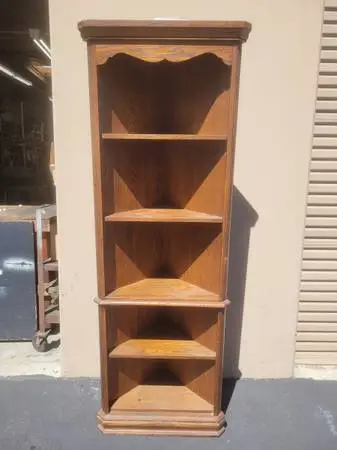 Corner bookcase display solid oak