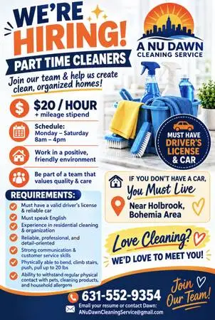 Residential House Cleaners needed