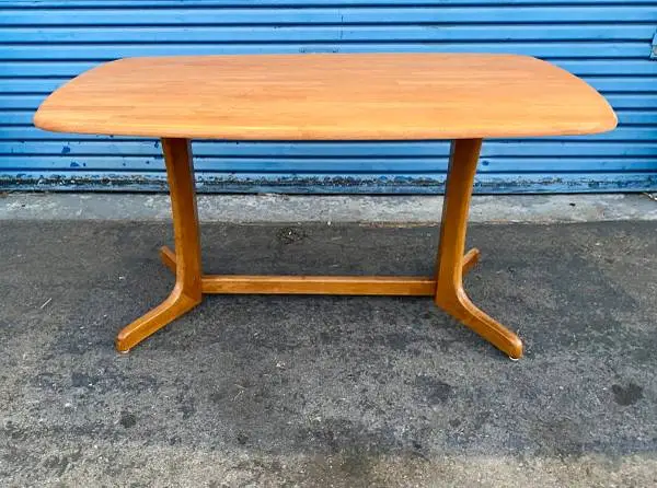 Restored MCM Danish Modern Teak Butcher Block Trestle Table