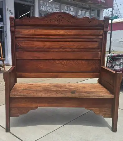Antique Victorian Eastlake Bed Converted to a Benchbench