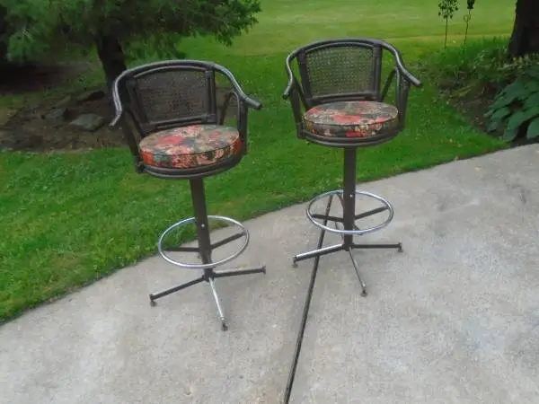 Retro MCM Rattan Bar Stools Pair