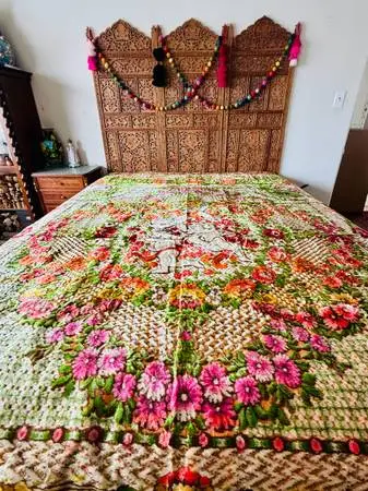 Vintage Mid Century Italian Wedding Blanket Tapestry Velvet Chenille