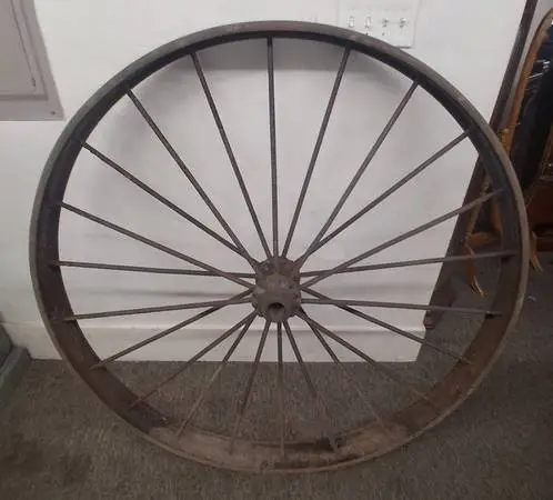 Large Antique Steel Wagon Wheel