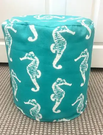 Teal Sea Horse Indoor/Outdoor Bean Bag POUF STOOL
