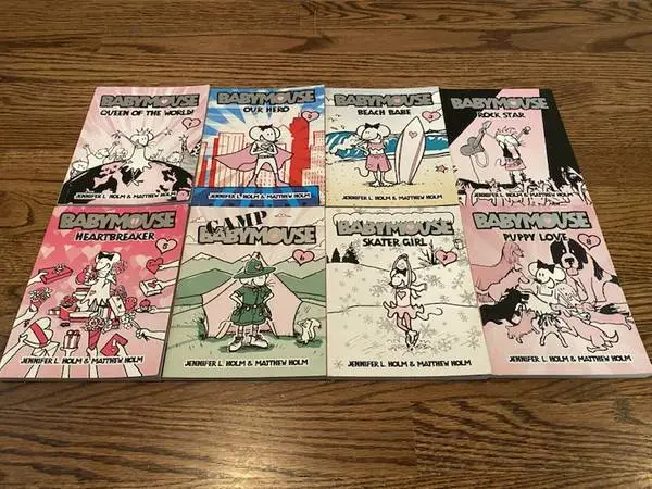 BABYMOUSE GRAPHIC NOVEL BOOKS 8 PAPERBACK BOOKS By Jennifer L. Holm