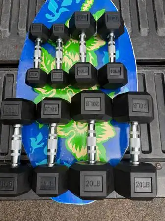 SET OF RUBBER DUMBBELLS (PAIRS OF)  :  5s  10s  15s   20s