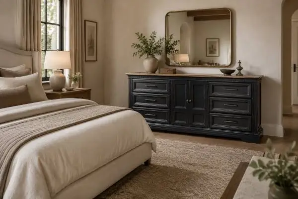 Large black dresser, buffet , credenza oak dresser