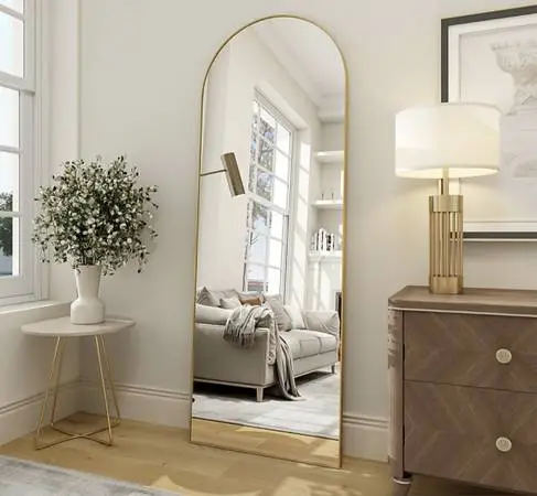 63.5” x 20.5”Beauty Peak Arch Gold Framed Full Length Floor Mirror.