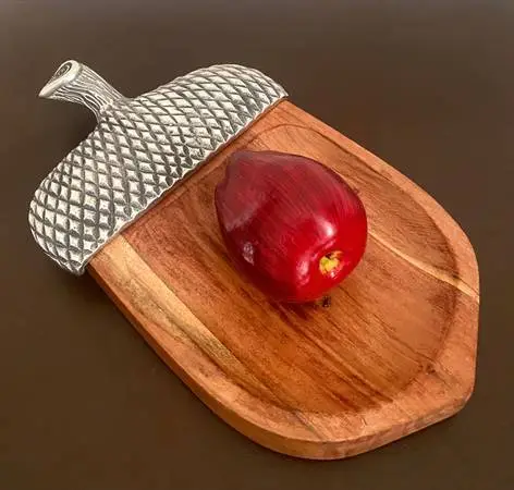 Acorn-Shaped Acacia Wood Tray