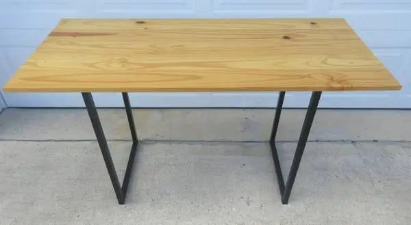 Wood Top Table with Metal Legs, great for crafts.