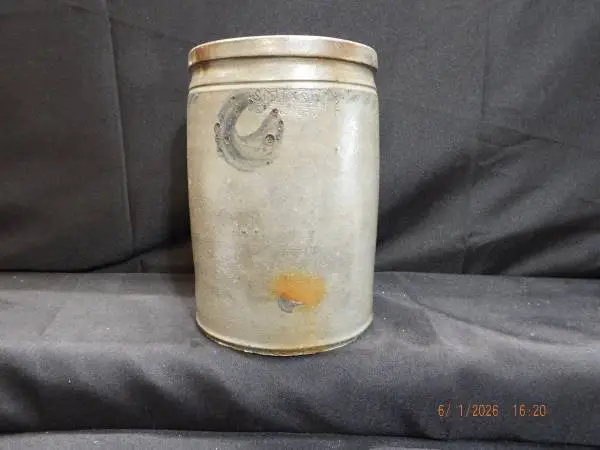 ANTIQUE STAMPED S. BELL & SON, STRASBURG, VA Salt Glazed 1 GAL CROCK