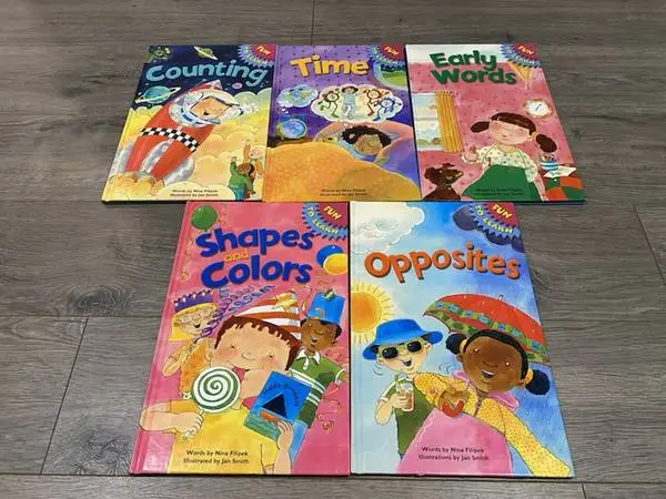 FUN TO LEARN  by Nina Filipek 5 HARDCOVER BOOKS COUNTING, TIME, PLUS