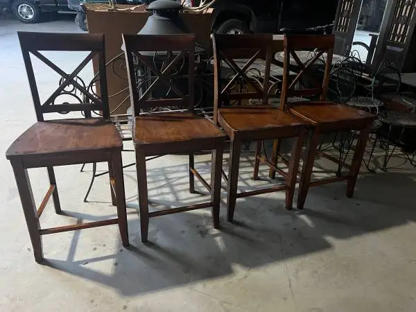 Four Solid Wood Barstools