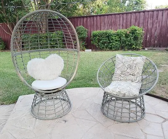 Modern Egg Chair and Papasan Chair Patio Set