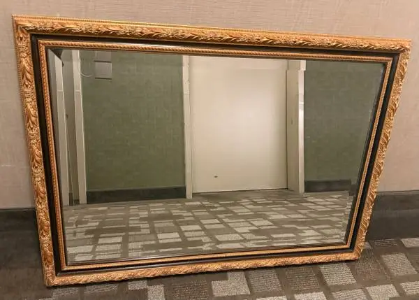 Large Wall Mirror with Brushed Gold Frame