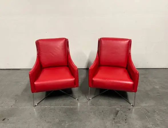 Regina Leather Chairs Pair