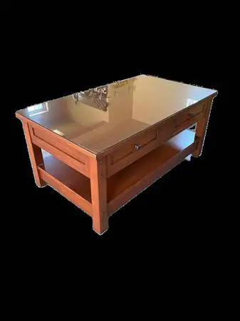 Cherry wood coffee table w pull up computer trays