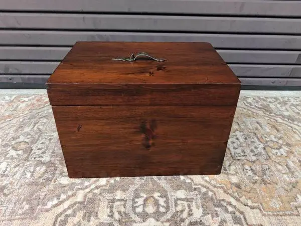 Vintage Handmade Dark Stained Storage Box Wood.