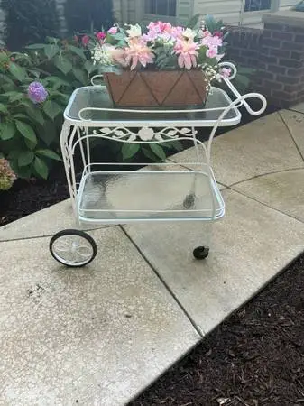 Vintage Lyon Shaw Wrought Iron Metal Serving Cart