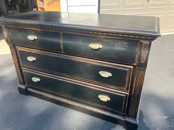 Black Distressed Midsize Chest of Drawers