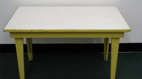 SMALL SOLID WOOD TABLE - (18 x 31 x 18) Yellow & White .....