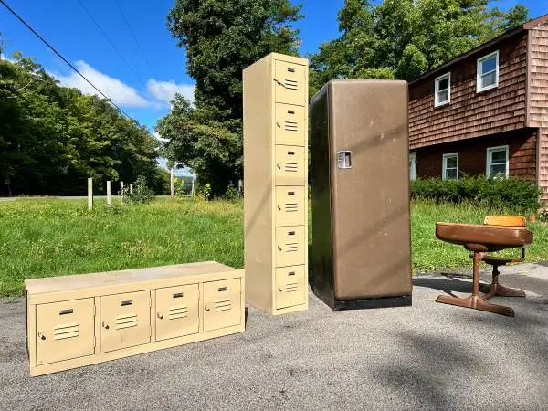 Vintage School Set! Lockers and Childs Desk!