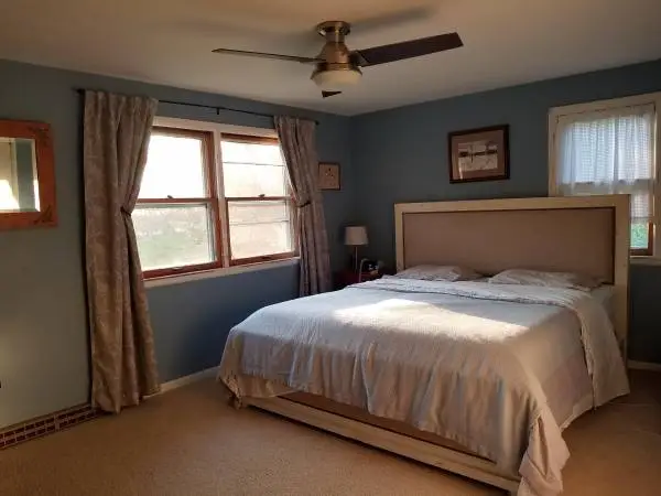 Solid wood / fabric King size headboard and frame