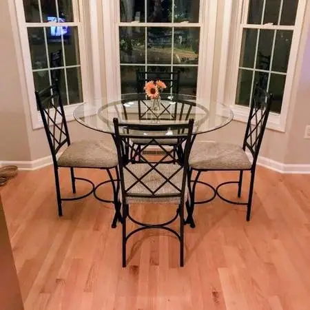 Mainstays 5-Piece Glass Top Dining Set | Black/Beige - MINT Condition