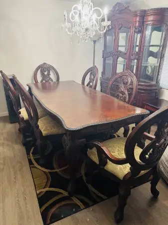 Complete Custom 11 Pieces Dinning Room Table Set Chairs China Cabinet