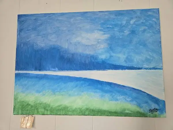 Acrylic painting of Sea and Sand