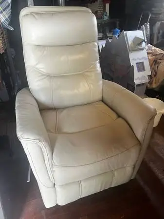 Leather recliner ivory