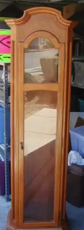 Vintage Wood/Glass cabinet, Grandfather, display, rifle cabinet