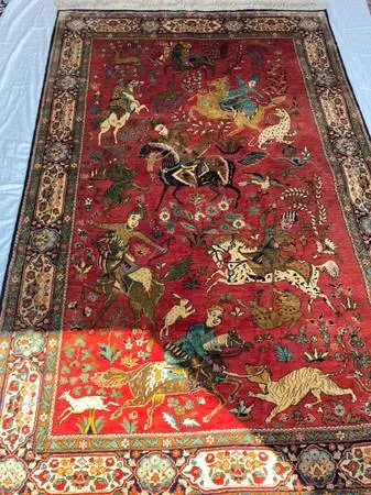 PRISTINE VINTAGE SILK QUM RUG or WALL HANGING