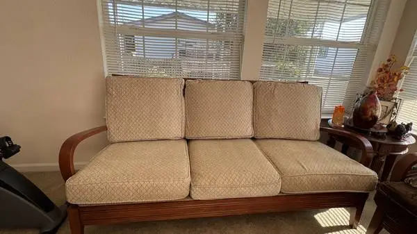 Solid Wood Living Room Set – Sofa, Loveseat, Coffee Table & End Table